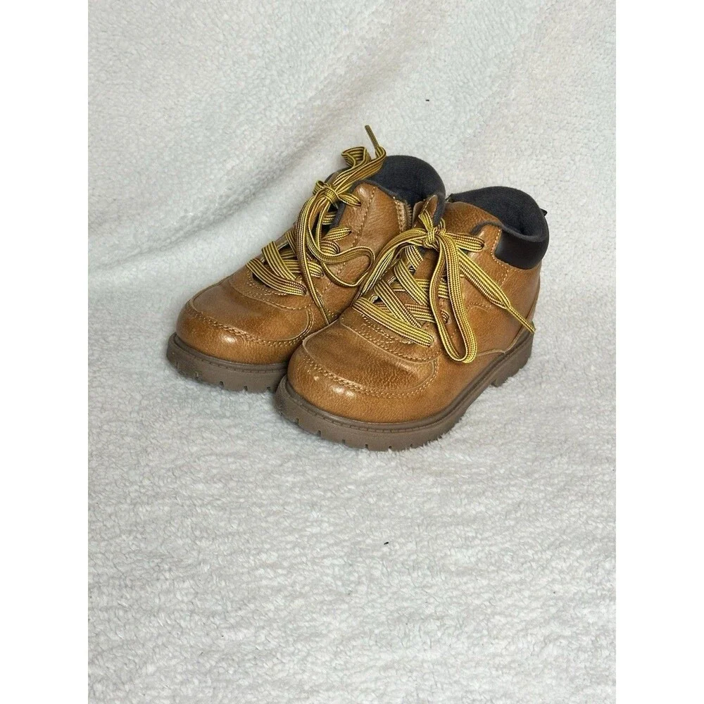 Carter’s Tan Leather Ankle Boots Boy’s Size 11M Laces And Zip Work Boots